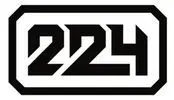 A black and white logo of 2 2 4.